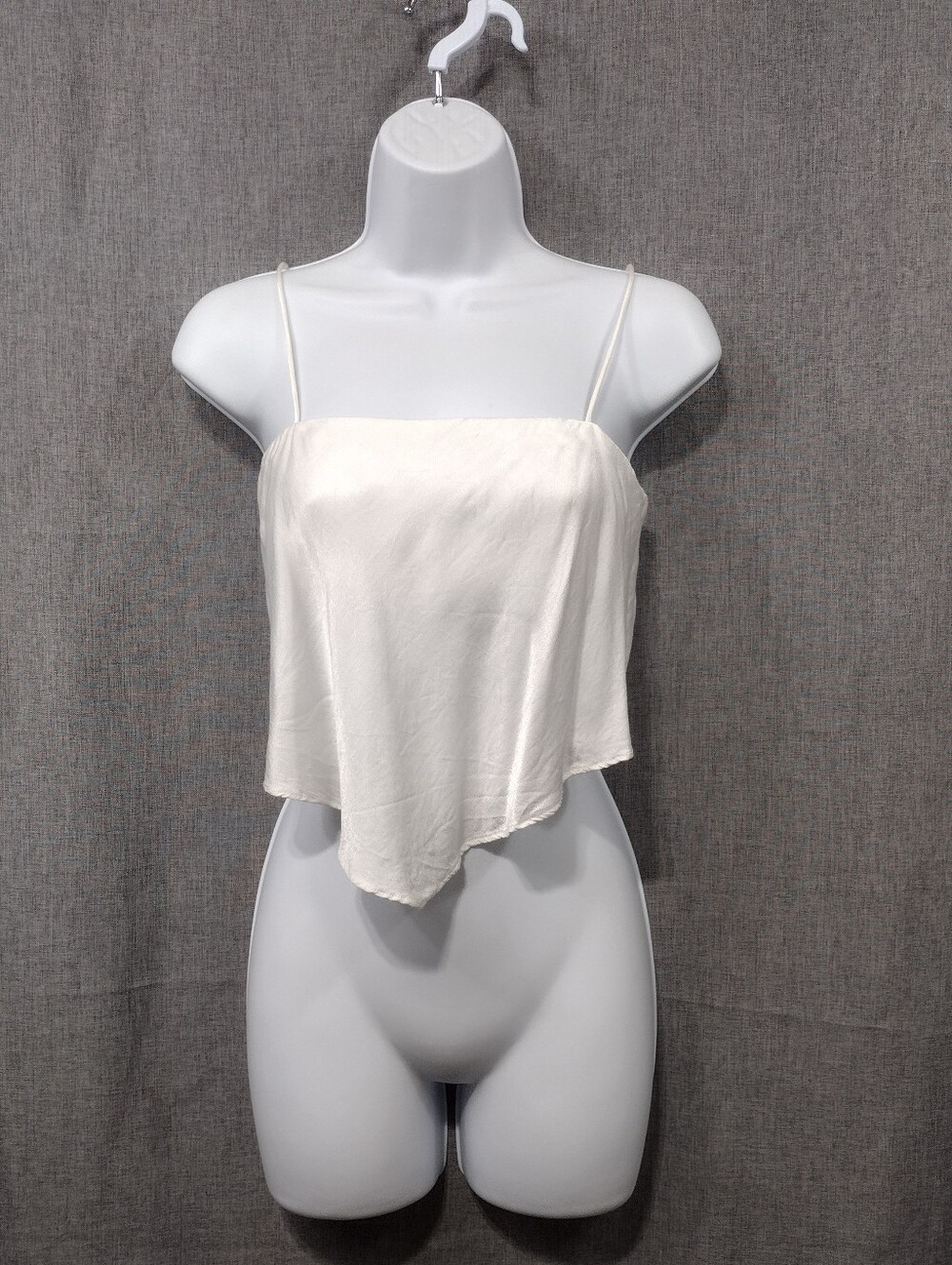 Zara Cream Handkerchief-Hem Cami Top Womens S White Minimalist Beach Vacation